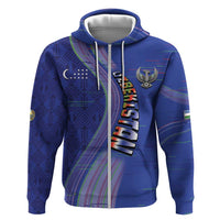 Custom Uzbekistan Football Hoodie Modern Glitch Art Style Huma Bird