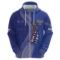 Custom Uzbekistan Football Hoodie Modern Glitch Art Style Huma Bird