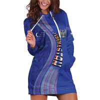 Custom Uzbekistan Football Hoodie Dress Modern Glitch Art Style Huma Bird