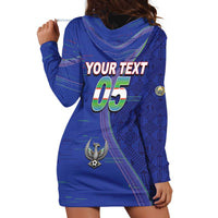 Custom Uzbekistan Football Hoodie Dress Modern Glitch Art Style Huma Bird