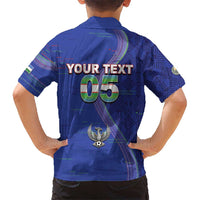 Custom Uzbekistan Football Kid Hawaiian Shirt Modern Glitch Art Style Huma Bird