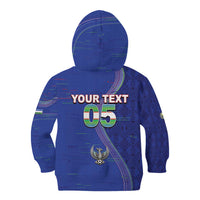 Custom Uzbekistan Football Kid Hoodie Modern Glitch Art Style Huma Bird