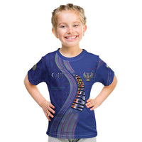 Custom Uzbekistan Football Kid T Shirt Modern Glitch Art Style Huma Bird