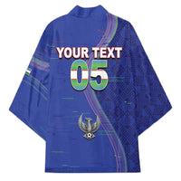 Custom Uzbekistan Football Kimono Modern Glitch Art Style Huma Bird