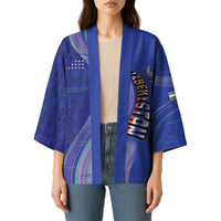 Custom Uzbekistan Football Kimono Modern Glitch Art Style Huma Bird