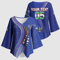Custom Uzbekistan Football Kimono Sleeve Blouse Modern Glitch Art Style Huma Bird
