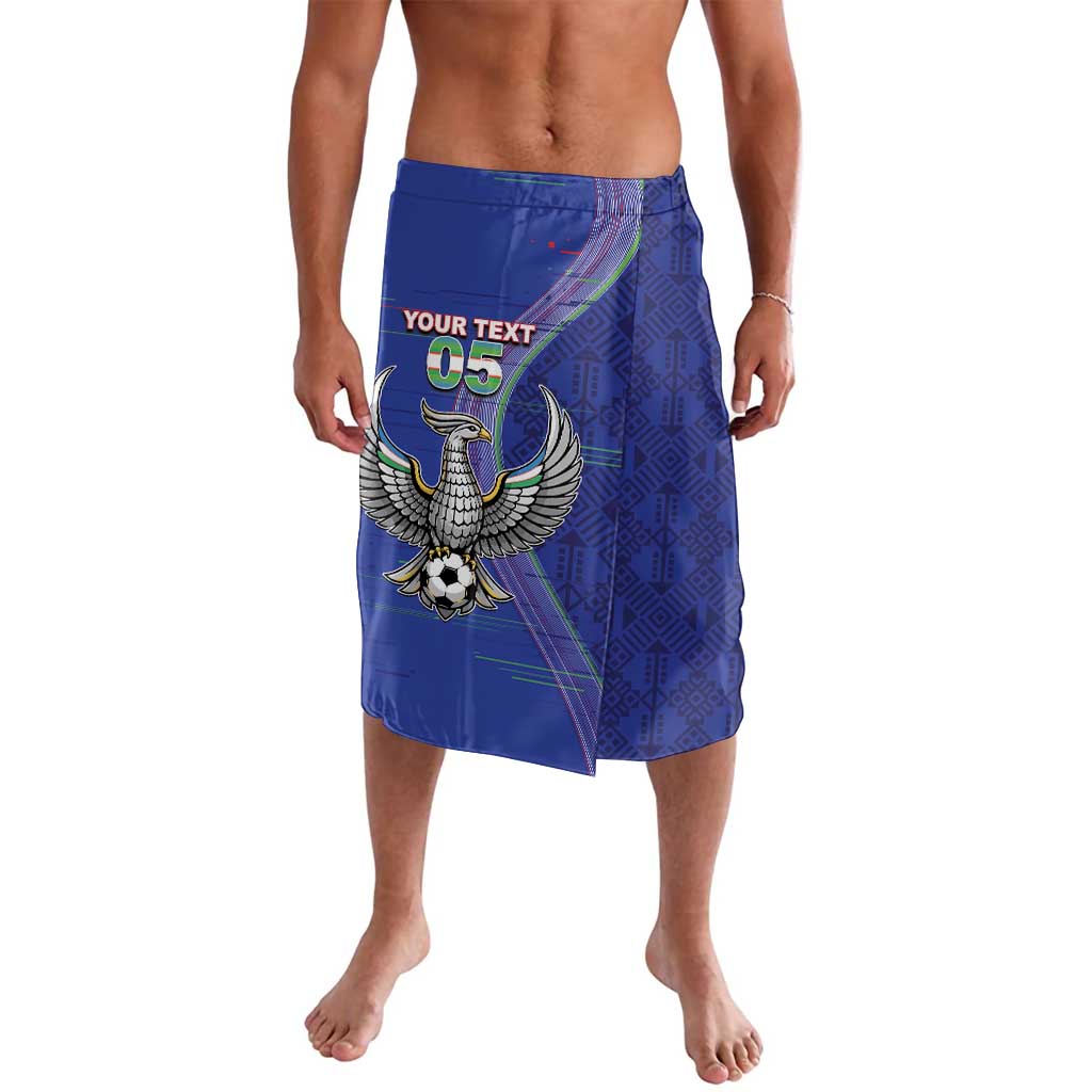 Custom Uzbekistan Football Lavalava Modern Glitch Art Style Huma Bird