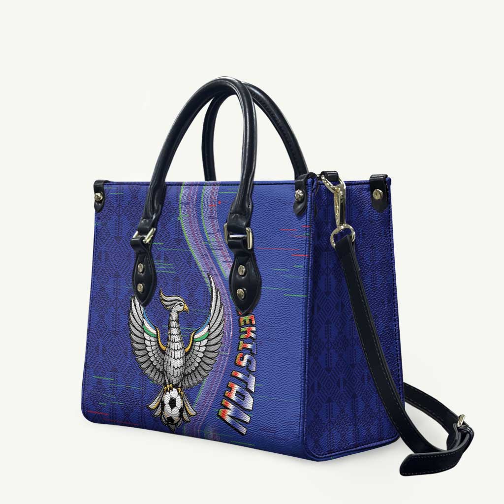 Uzbekistan Football Leather Bag Modern Glitch Art Style Huma Bird