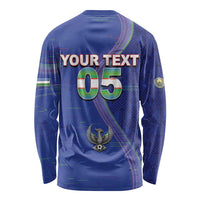 Custom Uzbekistan Football Long Sleeve Shirt Modern Glitch Art Style Huma Bird