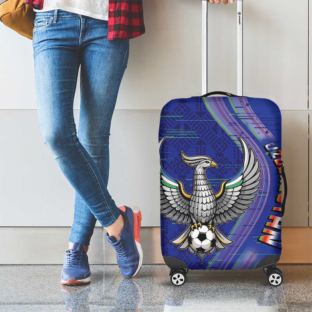 Uzbekistan Football Luggage Cover Modern Glitch Art Style Huma Bird