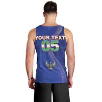 Custom Uzbekistan Football Men Tank Top Modern Glitch Art Style Huma Bird