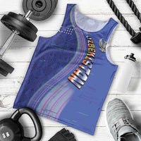 Custom Uzbekistan Football Men Tank Top Modern Glitch Art Style Huma Bird
