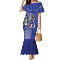 Custom Uzbekistan Football Mermaid Dress Modern Glitch Art Style Huma Bird