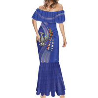 Custom Uzbekistan Football Mermaid Dress Modern Glitch Art Style Huma Bird