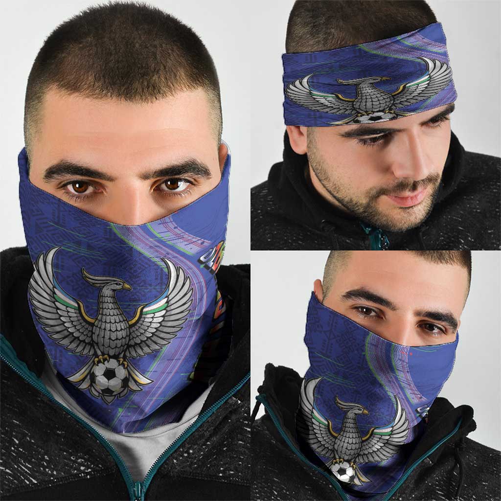 Uzbekistan Football Neck Gaiter Modern Glitch Art Style Huma Bird