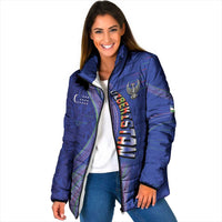 Custom Uzbekistan Football Padded Jacket Modern Glitch Art Style Huma Bird