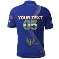 Custom Uzbekistan Football Polo Shirt Modern Glitch Art Style Huma Bird