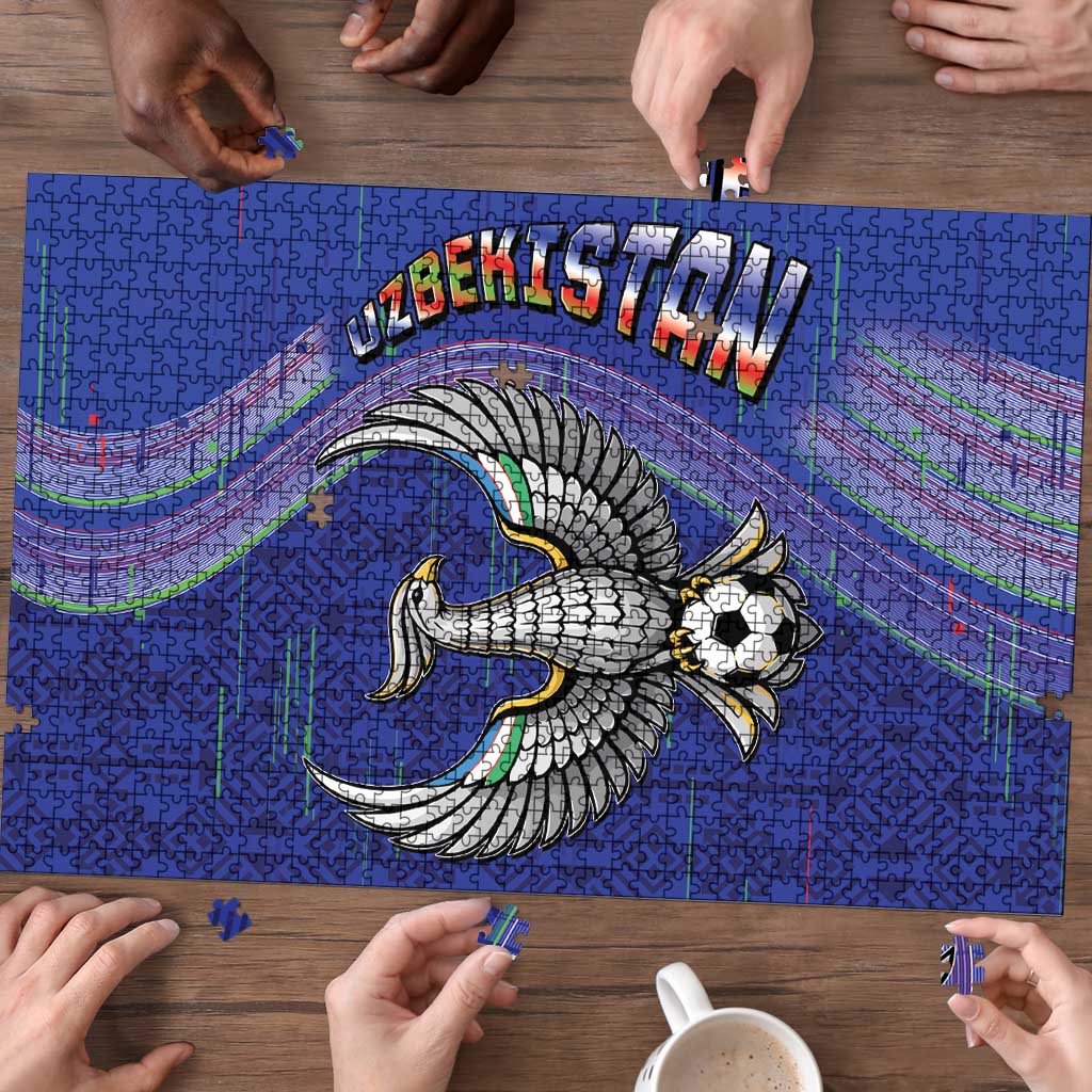 Uzbekistan Football Puzzle Modern Glitch Art Style Huma Bird