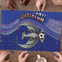 Uzbekistan Football Puzzle Modern Glitch Art Style Huma Bird