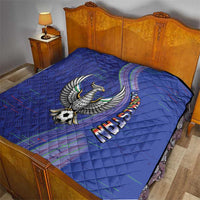Uzbekistan Football Quilt Modern Glitch Art Style Huma Bird