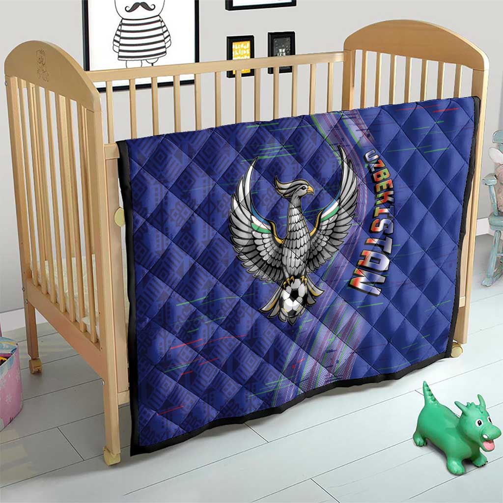 Uzbekistan Football Quilt Modern Glitch Art Style Huma Bird