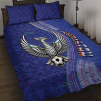 Uzbekistan Football Quilt Bed Set Modern Glitch Art Style Huma Bird