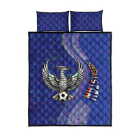 Uzbekistan Football Quilt Bed Set Modern Glitch Art Style Huma Bird