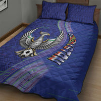 Uzbekistan Football Quilt Bed Set Modern Glitch Art Style Huma Bird