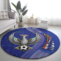 Uzbekistan Football Round Carpet Modern Glitch Art Style Huma Bird