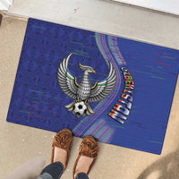 Uzbekistan Football Rubber Doormat Modern Glitch Art Style Huma Bird