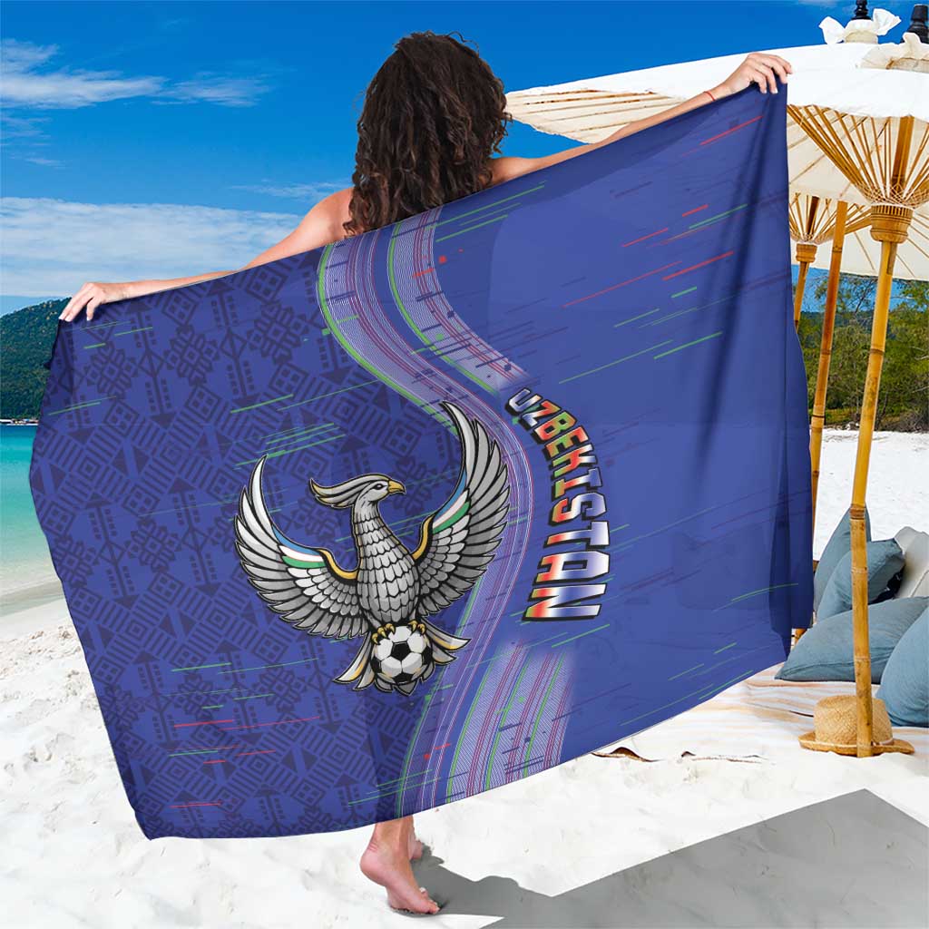 Uzbekistan Football Sarong Modern Glitch Art Style Huma Bird