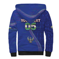 Custom Uzbekistan Football Sherpa Hoodie Modern Glitch Art Style Huma Bird