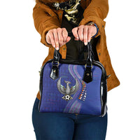 Uzbekistan Football Shoulder Handbag Modern Glitch Art Style Huma Bird