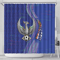 Uzbekistan Football Shower Curtain Modern Glitch Art Style Huma Bird