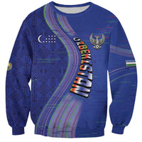 Custom Uzbekistan Football Sweatshirt Modern Glitch Art Style Huma Bird