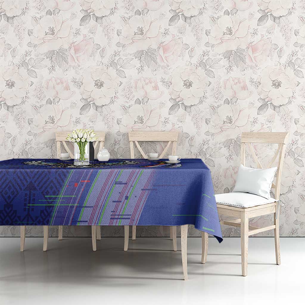 Uzbekistan Football Tablecloth Modern Glitch Art Style Huma Bird