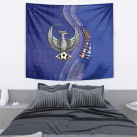 Uzbekistan Football Tapestry Modern Glitch Art Style Huma Bird