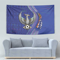 Uzbekistan Football Tapestry Modern Glitch Art Style Huma Bird