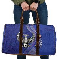 Uzbekistan Football Travel Bag Modern Glitch Art Style Huma Bird