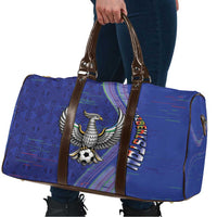 Uzbekistan Football Travel Bag Modern Glitch Art Style Huma Bird
