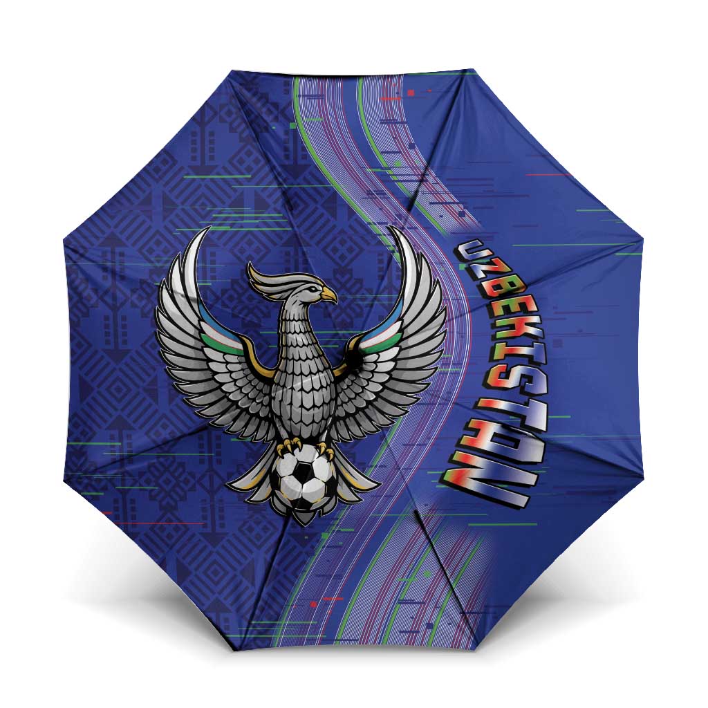 Uzbekistan Football Umbrella Modern Glitch Art Style Huma Bird