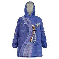 Custom Uzbekistan Football Wearable Blanket Hoodie Modern Glitch Art Style Huma Bird