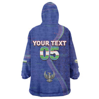 Custom Uzbekistan Football Wearable Blanket Hoodie Modern Glitch Art Style Huma Bird