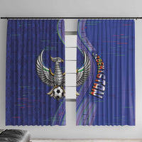 Uzbekistan Football Window Curtain Modern Glitch Art Style Huma Bird