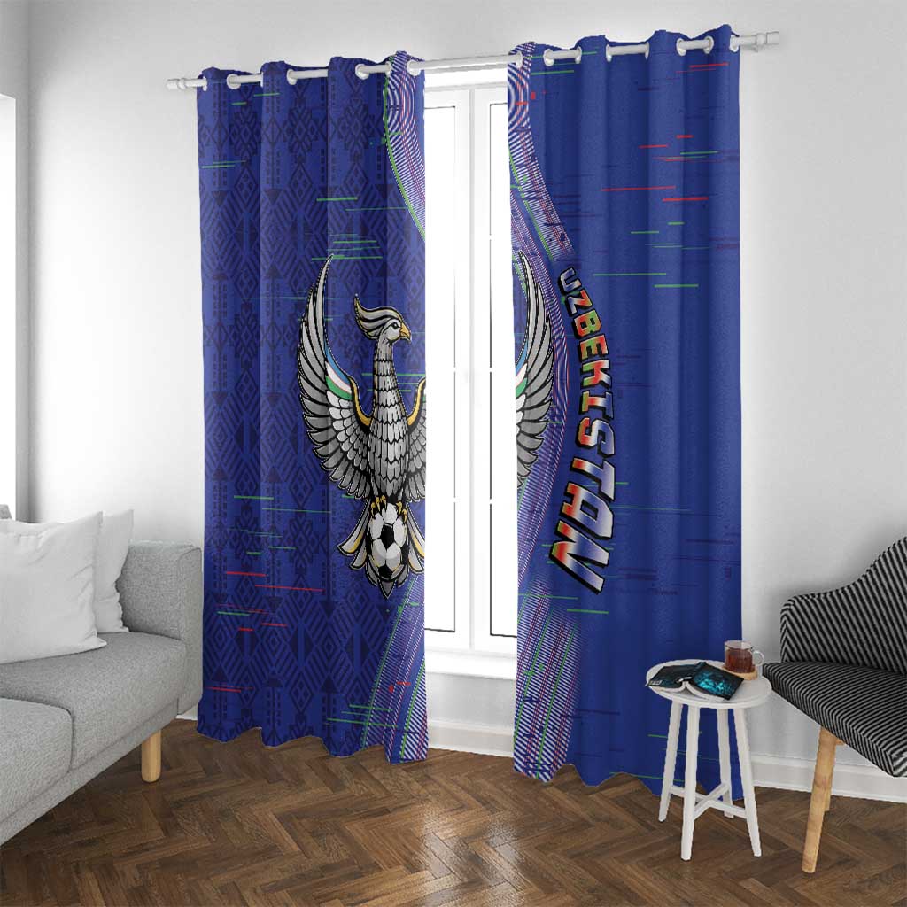 Uzbekistan Football Window Curtain Modern Glitch Art Style Huma Bird