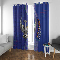 Uzbekistan Football Window Curtain Modern Glitch Art Style Huma Bird