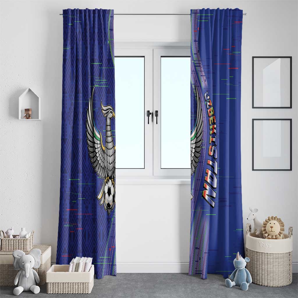 Uzbekistan Football Window Curtain Modern Glitch Art Style Huma Bird