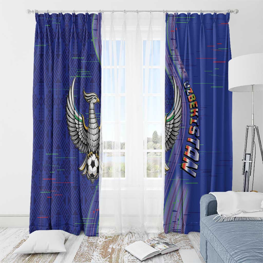 Uzbekistan Football Window Curtain Modern Glitch Art Style Huma Bird