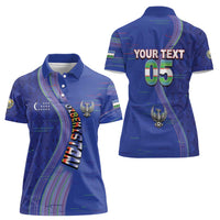 Custom Uzbekistan Football Women Polo Shirt Modern Glitch Art Style Huma Bird