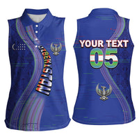 Custom Uzbekistan Football Women Sleeveless Polo Shirt Modern Glitch Art Style Huma Bird